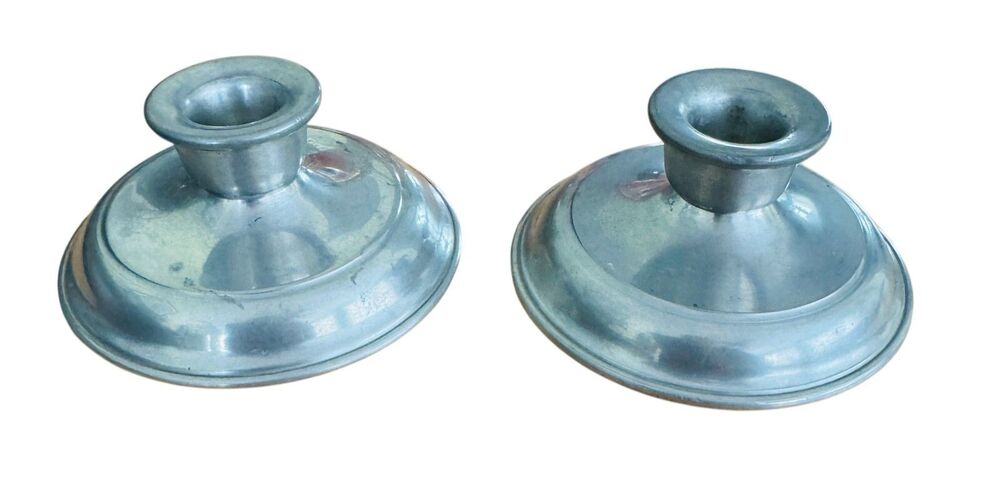 Vintage Pair Woodbury Pewter Taper Candle Stick Holders 2"x4.24" Set Of 2